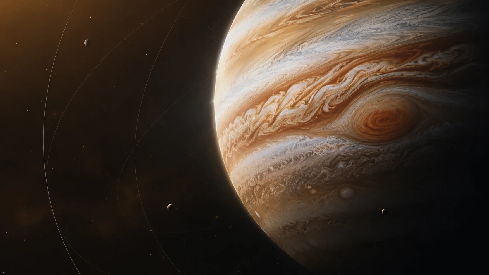 原创生成的木星视觉,条带云层与大红斑