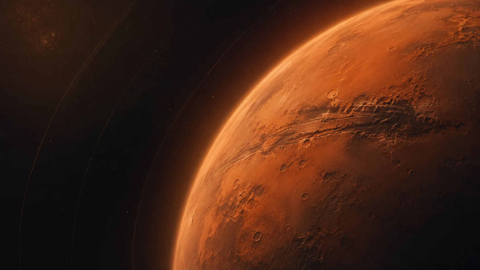 原创生成的火星视觉,红褐色尘土与暗色峡谷纹理